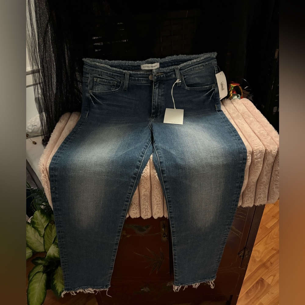 NWT Flying Monkey Dark Blue Distressed Ankle Jeans women’s 32